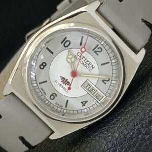 Vintage 1988 Citizen Automatic Mens Silver Watch W/daydate & Gray accents